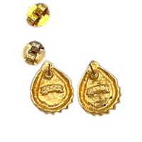 EarringsFendi Gold Teardrop Pearl Vintage Logo Pierced Earrings