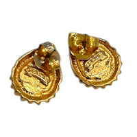 EarringsFendi Gold Teardrop Pearl Vintage Logo Pierced Earrings