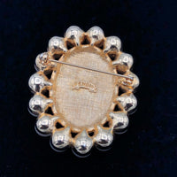 Fendi Iconic Two Sided Bacchus Dionysus Gold & Pearl Vintage Brooch - 24 Wishes Vintage Jewelry