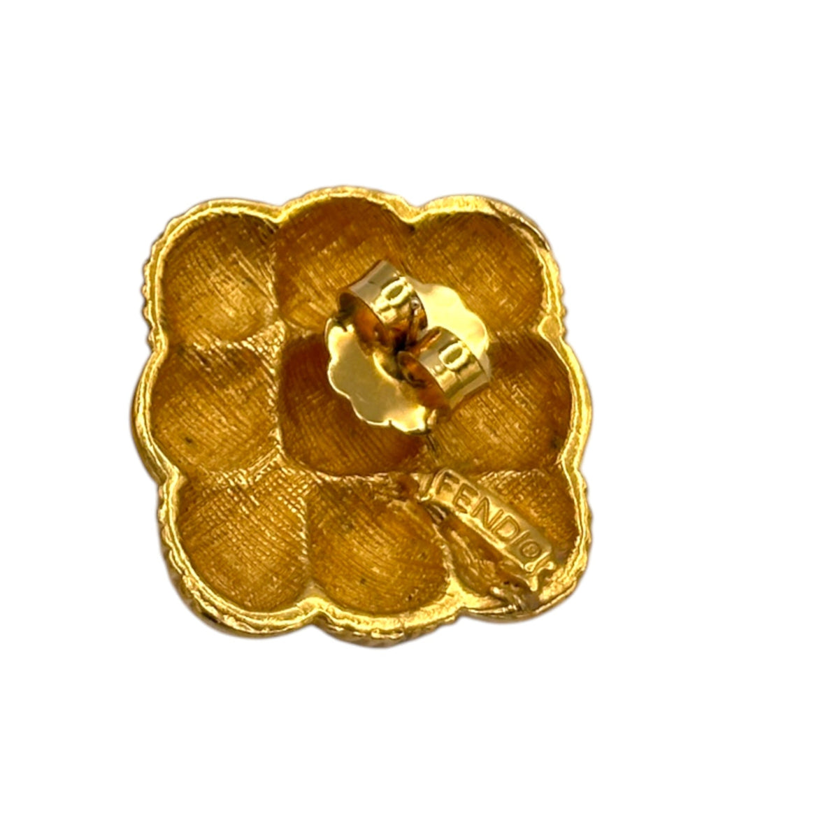 EarringsFendi Square Gold Weave Vintage Pierced Earrings