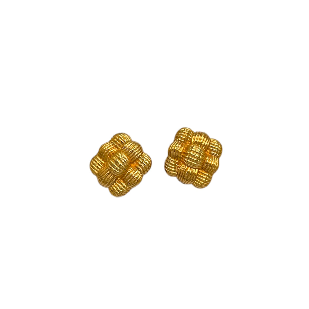 EarringsFendi Square Gold Weave Vintage Pierced Earrings