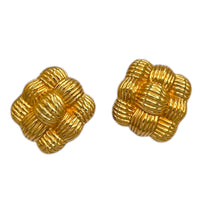 EarringsFendi Square Gold Weave Vintage Pierced Earrings