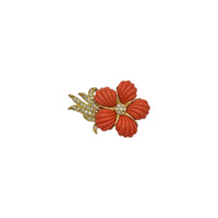 Nolan Miller Gold Coral Flower Rhinestone Brooch