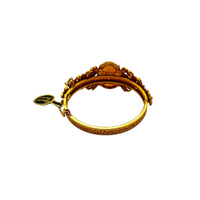 Florenza Real Shell Cameo Victorian Revival Gold Bangle Bracelet 24 Wishes Vintage Jewelry