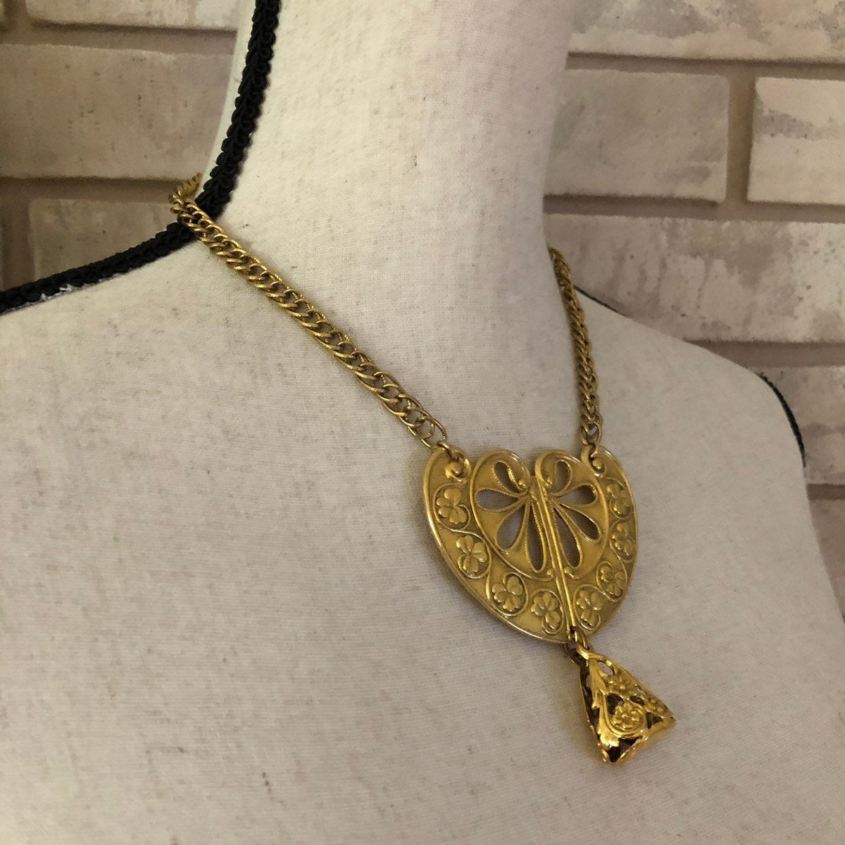 Freirich Gold Large Victorian Revival Pendant - 24 Wishes Vintage Jewelry