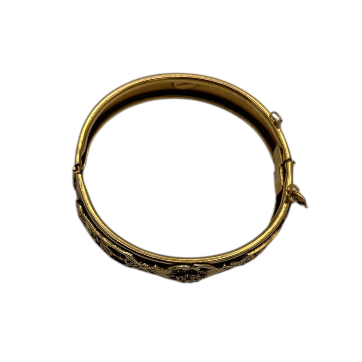 BraceletsFriedrich Gold Floral Victorian Revival Hinged 1970s Bangle Bracelet