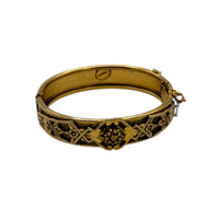 BraceletsFriedrich Gold Floral Victorian Revival Hinged 1970s Bangle Bracelet