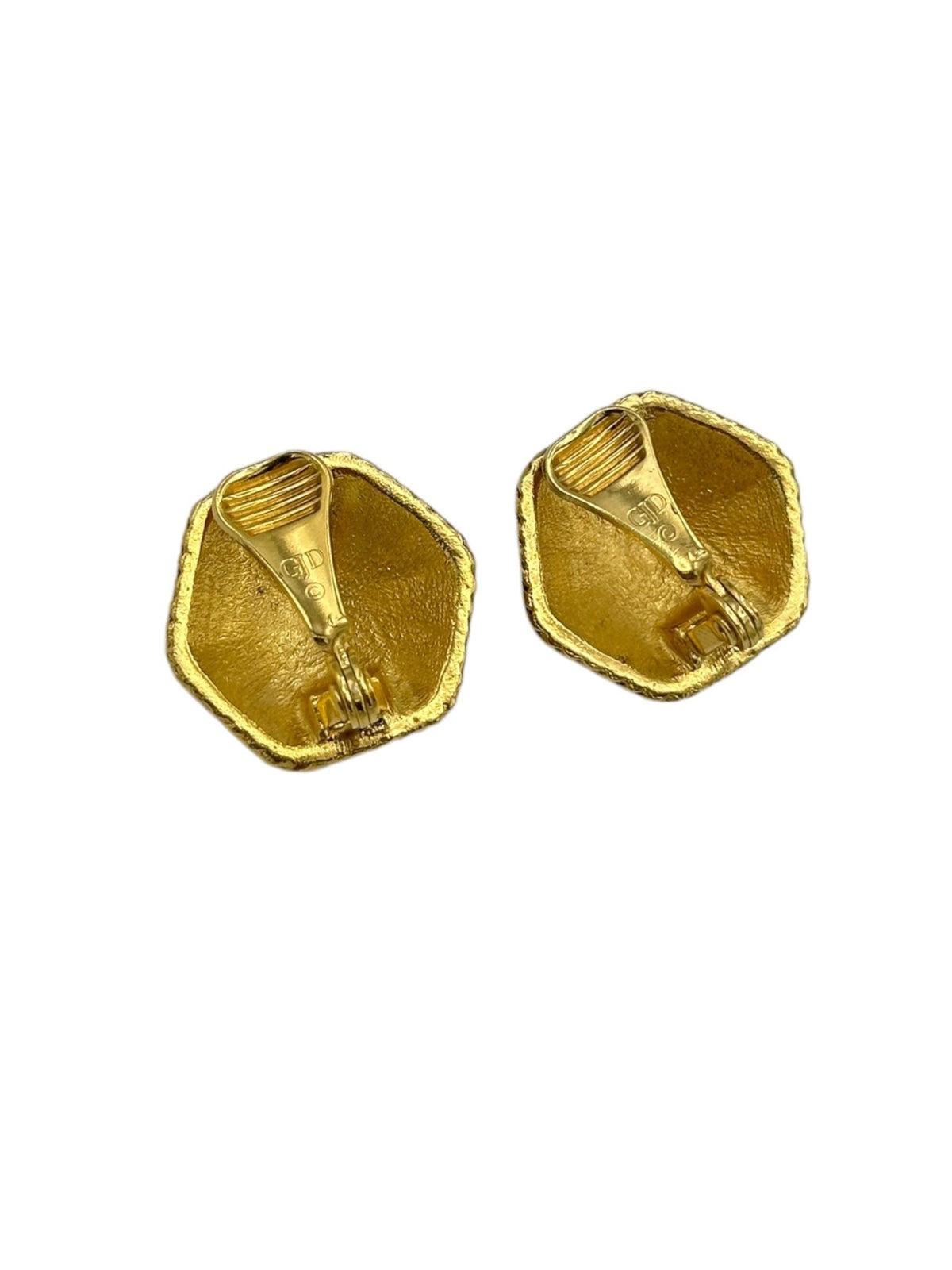 Ginnie Johansen GJD Gold Etruscan Enamel Clip - on Earrings - 24 Wishes Vintage Jewelry