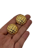 EarringsGivenchy 1990s Gold Basket Weave Pattern Pierced Classic Earrings