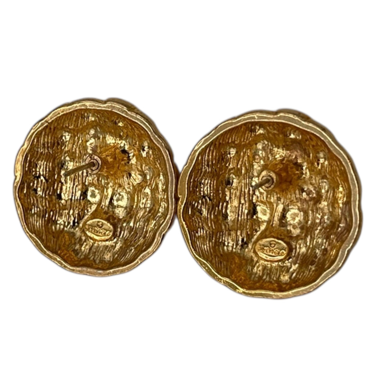 EarringsGivenchy 1990s Gold Basket Weave Pattern Pierced Classic Earrings