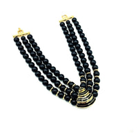 Givenchy Black Lucite Three Bead Strand Modernist Vintage Pendant - 24 Wishes Vintage Jewelry