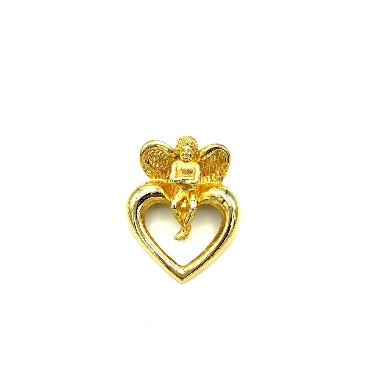 Givenchy Gold Angel Heart Vintage Brooch Pin - 24 Wishes Vintage Jewelry