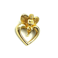 Givenchy Gold Angel Heart Vintage Brooch Pin - 24 Wishes Vintage Jewelry