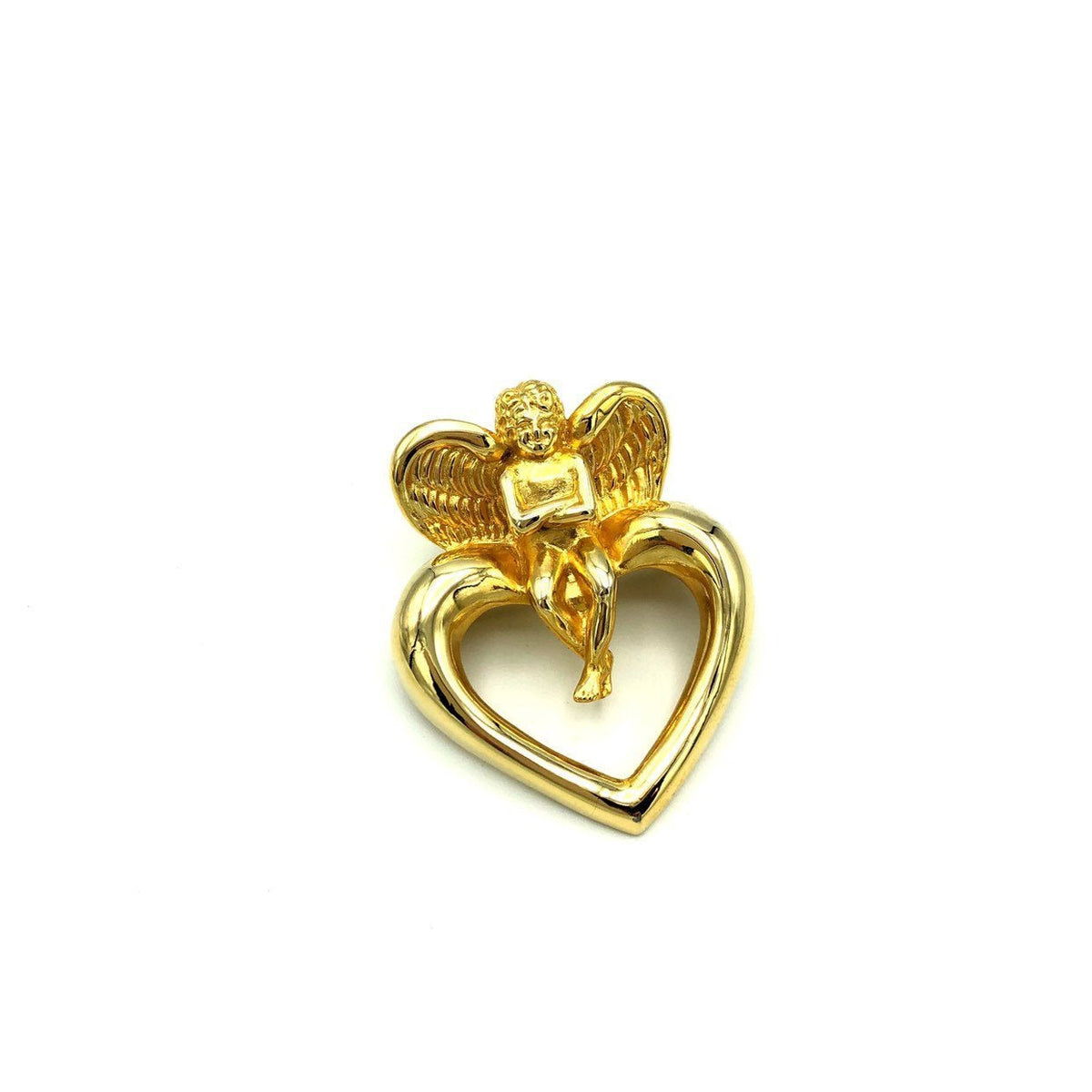 Givenchy Gold Angel Heart Vintage Brooch Pin - 24 Wishes Vintage Jewelry