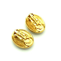 Givenchy Gold Classic Oval Rhinestone Vintage Clip - On Earrings - 24 Wishes Vintage Jewelry