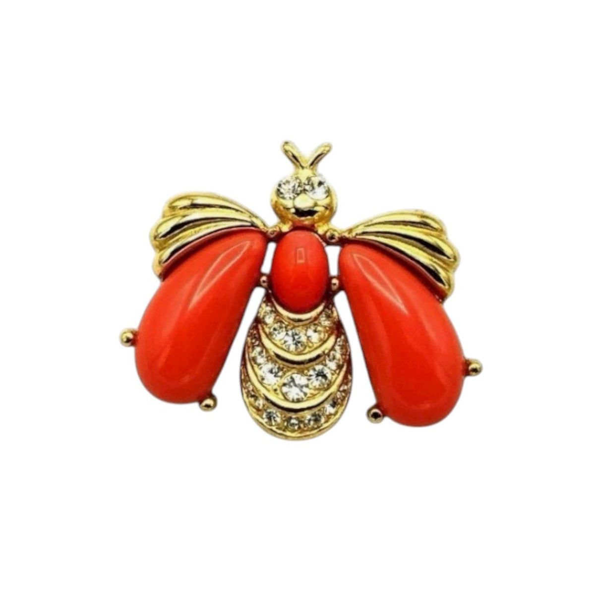 Givenchy Gold Coral Orange Bee Petite Vintage Brooch Pin Brooches & Pins 24 Wishes Vintage Jewelry
