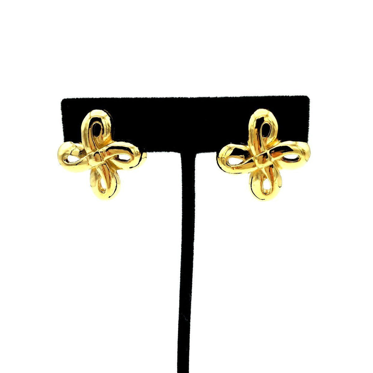 Givenchy Gold Double Knot Vintage Clip - On Earrings - 24 Wishes Vintage Jewelry