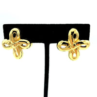 Givenchy Gold Double Knot Vintage Clip - On Earrings - 24 Wishes Vintage Jewelry