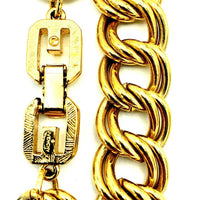 Givenchy Gold Double Link Stacking Chain Necklace Logo Clasp - 24 Wishes Vintage Jewelry