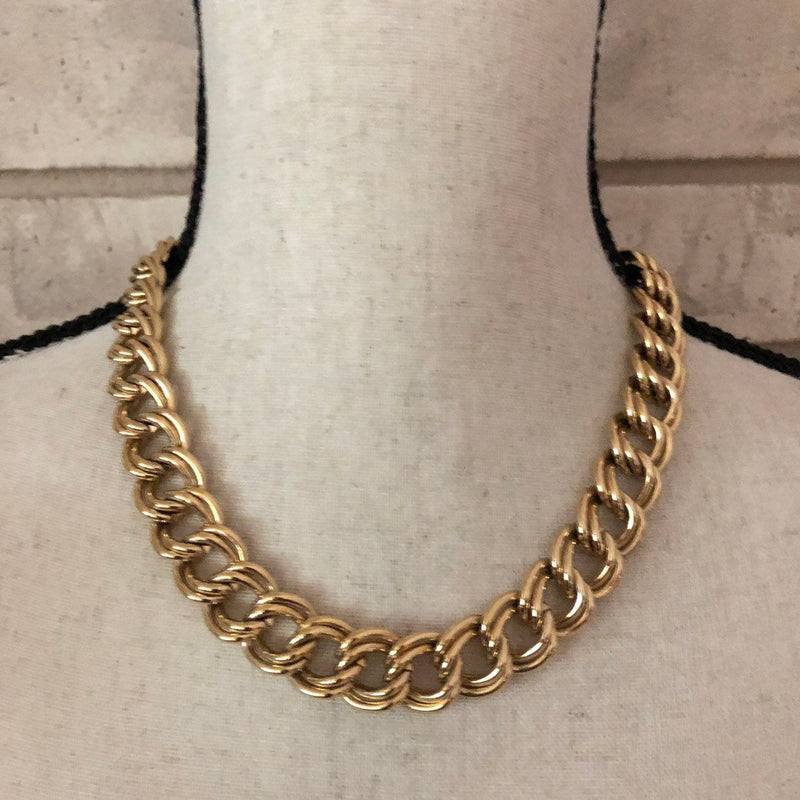 Givenchy Gold Double Link Stacking Chain Necklace Logo Clasp - 24 Wishes Vintage Jewelry