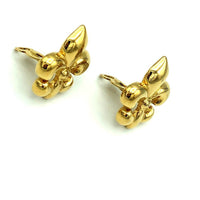 Givenchy Gold Fleur de Lis Vintage Clip - On Earrings - 24 Wishes Vintage Jewelry