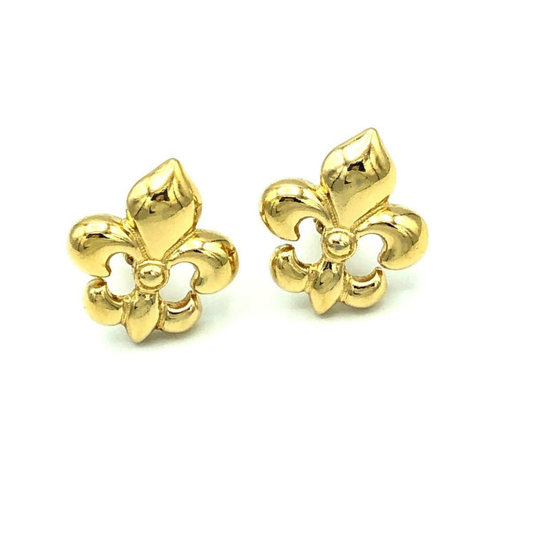 Givenchy Gold Fleur de Lis Vintage Clip - On Earrings - 24 Wishes Vintage Jewelry