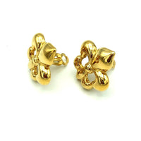 Givenchy Gold Fleur de Lis Vintage Clip - On Earrings - 24 Wishes Vintage Jewelry