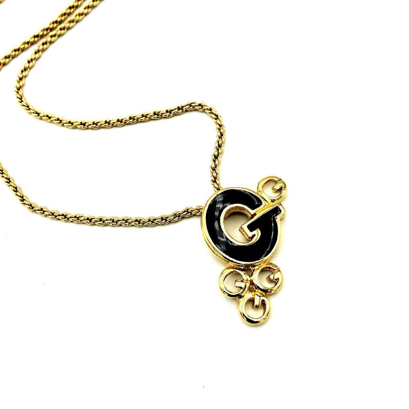 Givenchy Gold 'G' Logo Vintage Pendant - 24 Wishes Vintage Jewelry