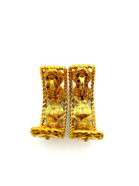 Givenchy Gold Geometric Half Hoop Vintage Clip - On Earrings - 24 Wishes Vintage Jewelry