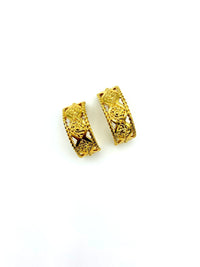 Givenchy Gold Geometric Half Hoop Vintage Clip - On Earrings - 24 Wishes Vintage Jewelry