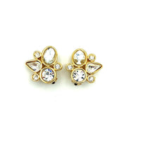 Givenchy Gold Geometric Rhinestone Vintage Clip - On Earrings - 24 Wishes Vintage Jewelry