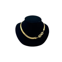 Givenchy Gold Herringbone Chain Vintage Necklace on black bust.