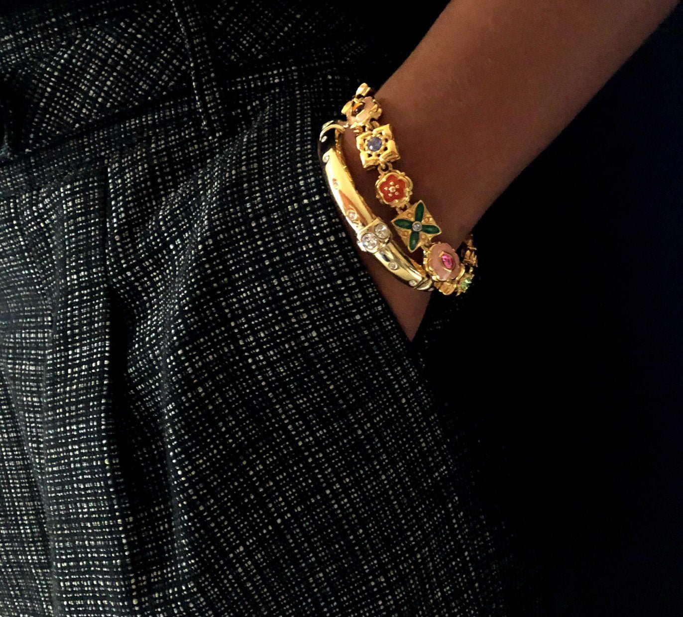 GIVENCHY Rose Gold-Tone Round & Pear-Shape Crystal Flex