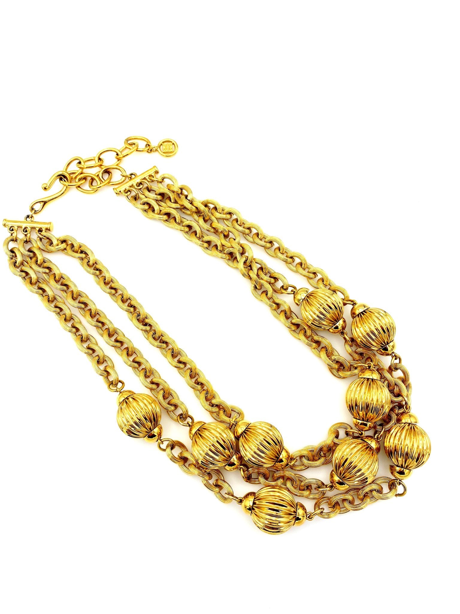 Givenchy Gold Layered Chain & Bead Vintage Pendant - 24
