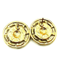 Givenchy Gold Logo Round Disk Pierced Earrings - 24 Wishes Vintage Jewelry