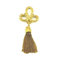 Givenchy Gold Logo Tassel Fringe Vintage Brooch - 24 Wishes Vintage Jewelry