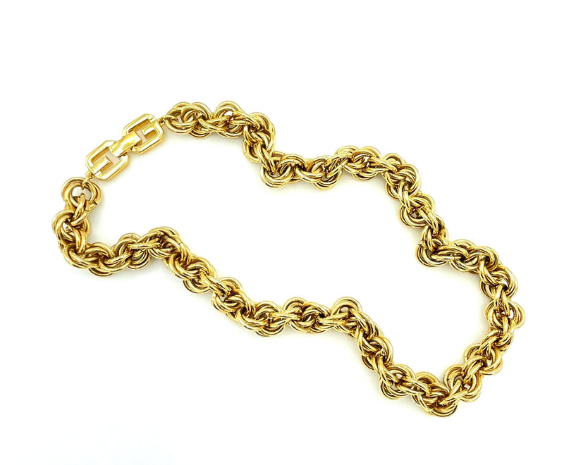 Givenchy Gold Triple Link Chain Vintage Necklace - 24 Wishes Vintage Jewelry