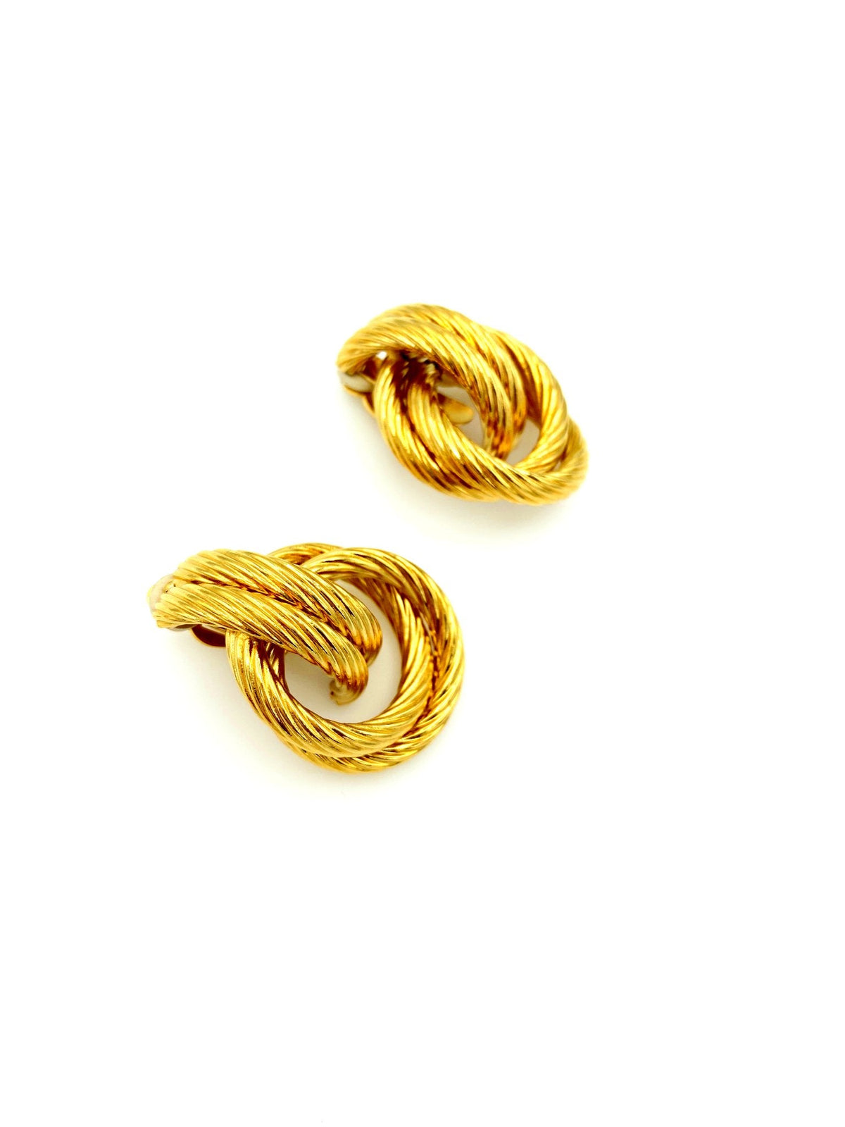 Givenchy Gold Twisted Knot Vintage Clip - On Earrings - 24 Wishes Vintage Jewelry