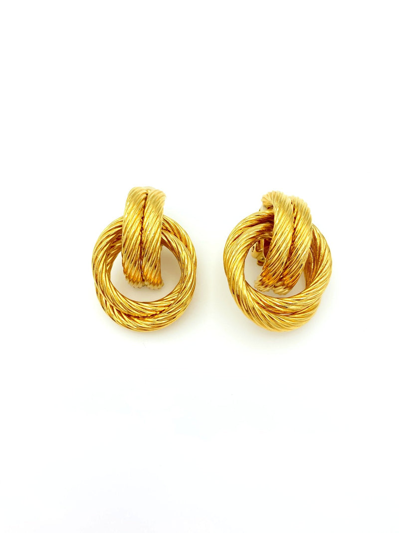 Givenchy Gold Twisted Knot Vintage Clip - On Earrings - 24 Wishes Vintage Jewelry