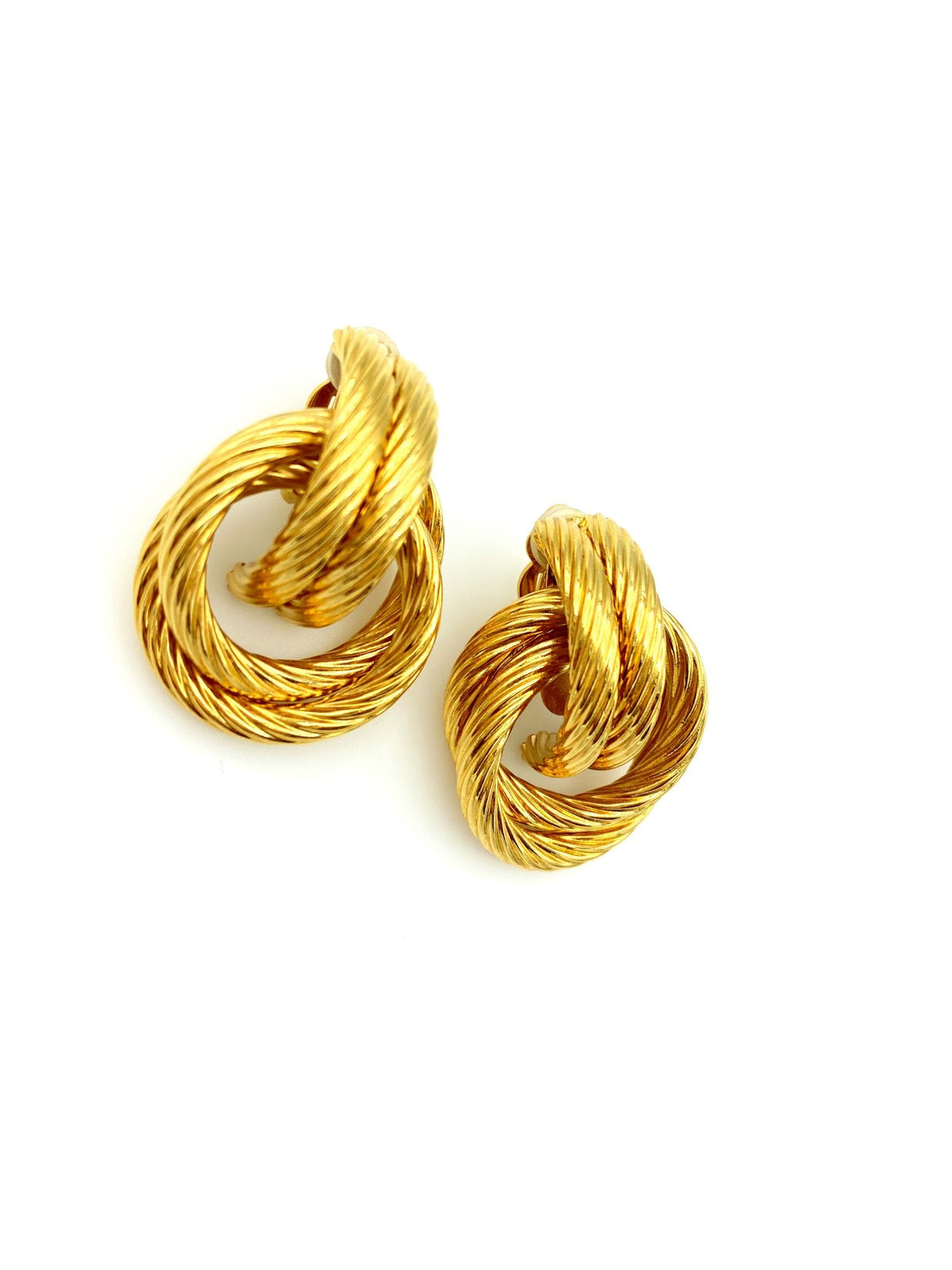 Givenchy Gold Twisted Knot Vintage Clip - On Earrings - 24 Wishes Vintage Jewelry