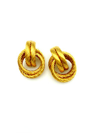 Givenchy Gold Twisted Knot Vintage Clip - On Earrings - 24 Wishes Vintage Jewelry