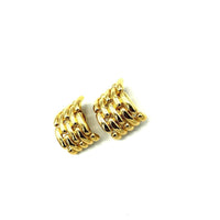 Givenchy Gold Weave Wide Chunky Hoop Vintage Clip - On Earrings - 24 Wishes Vintage Jewelry