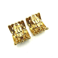 Givenchy Gold Weave Wide Chunky Hoop Vintage Clip - On Earrings - 24 Wishes Vintage Jewelry