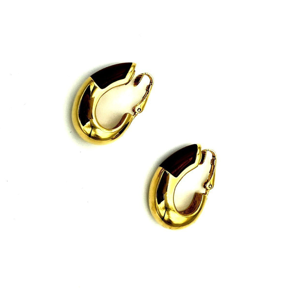 Givenchy Half Hoop Brown Lucite Vintage Clip - On Earrings - 24 Wishes Vintage Jewelry