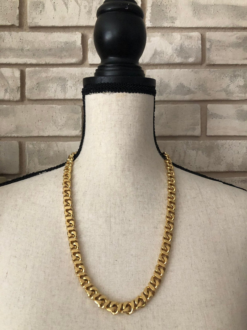 Givenchy Heavy Long Curb Chain Vintage Necklace - 24 Wishes Vintage Jewelry