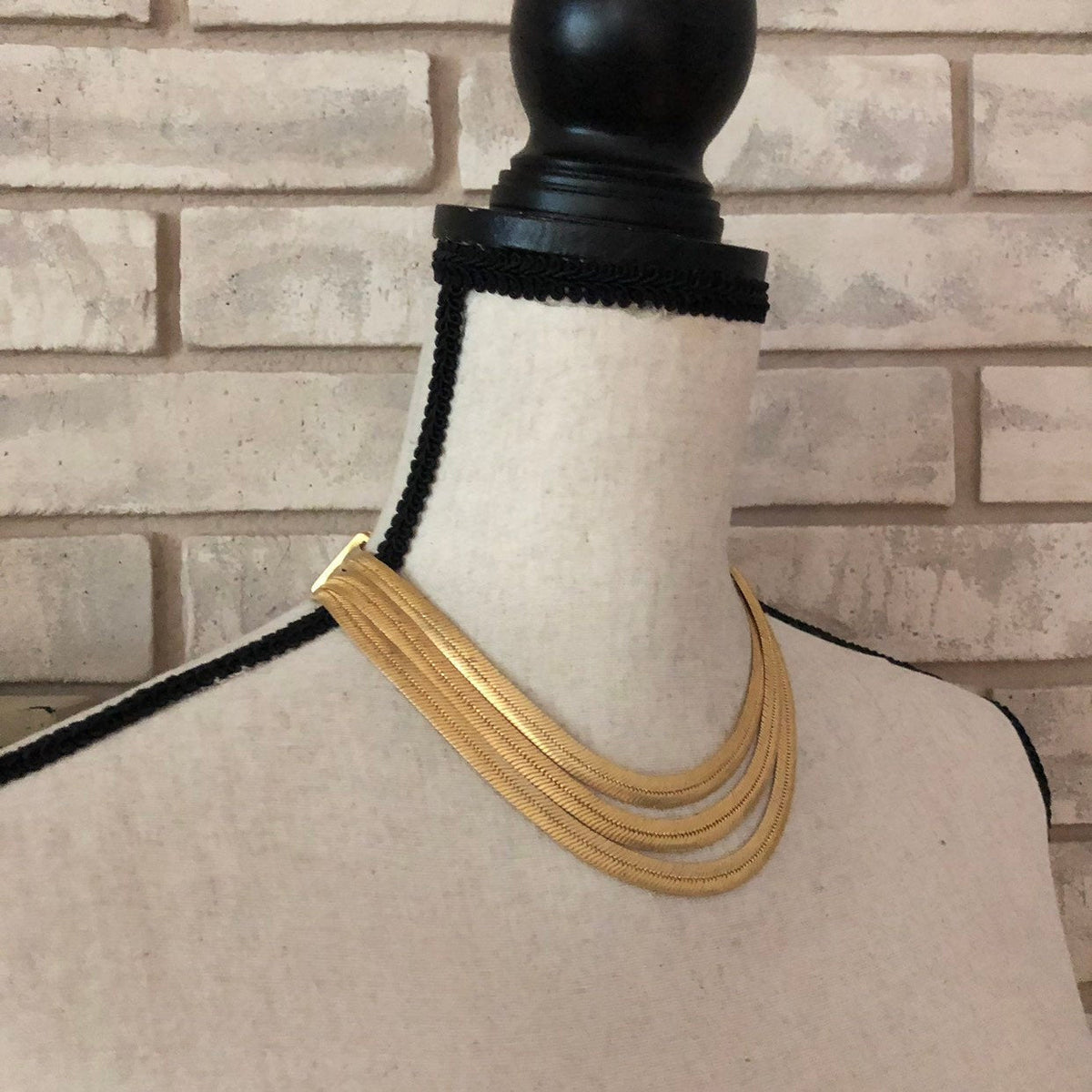 Givenchy Heavy Matt Gold Three Chain Vintage Necklace - 24 Wishes Vintage Jewelry