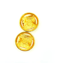 Givenchy Large Gold Cut - Out Logo Vintage Clip - On Earrings - 24 Wishes Vintage Jewelry