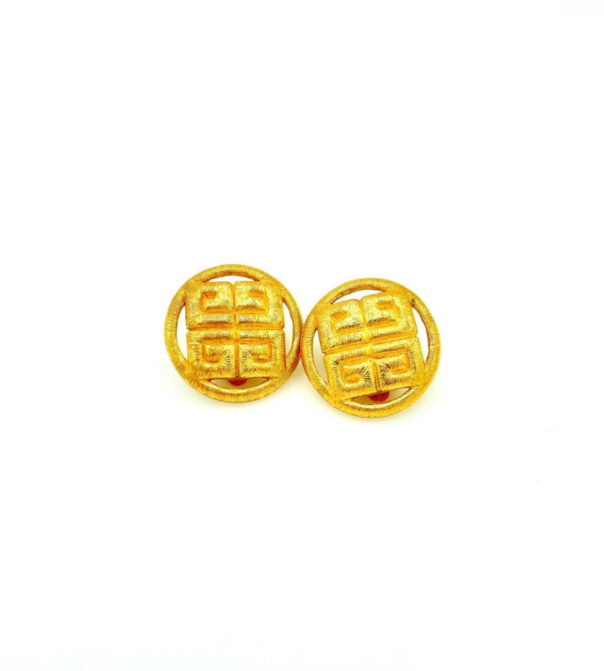 Givenchy Large Gold Cut - Out Logo Vintage Clip - On Earrings - 24 Wishes Vintage Jewelry