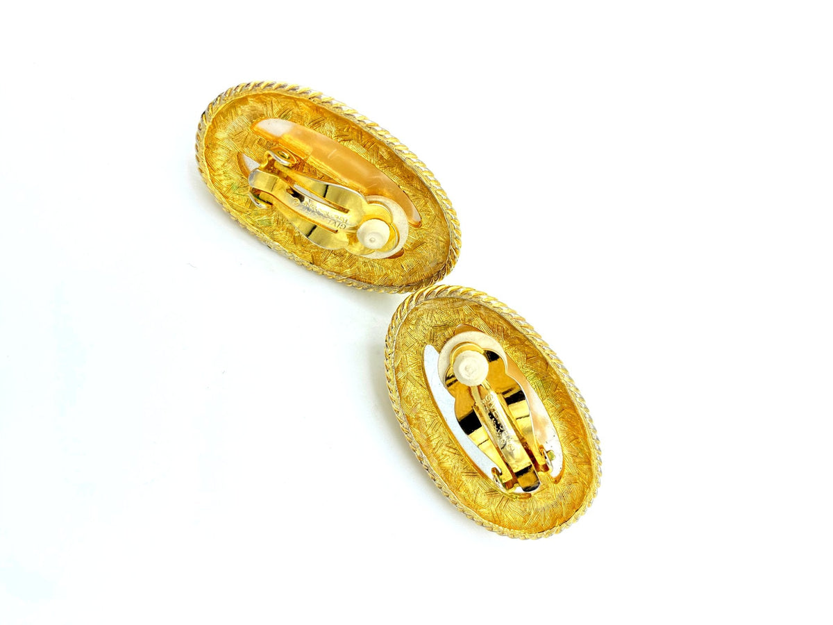 Givenchy Large Gold Mobe Baroque Pearl Vintage Clip - On Earrings - 24 Wishes Vintage Jewelry