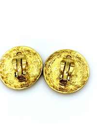 Givenchy Large Medallion Logo Vintage Clip - On Earrings - 24 Wishes Vintage Jewelry